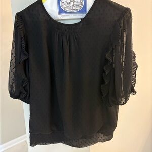 Express | Black Sheer Ruffle Sleeve Blouse, Sz M